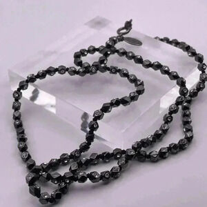 Ann Taylor Gunmetal Rhinestone Long Necklace